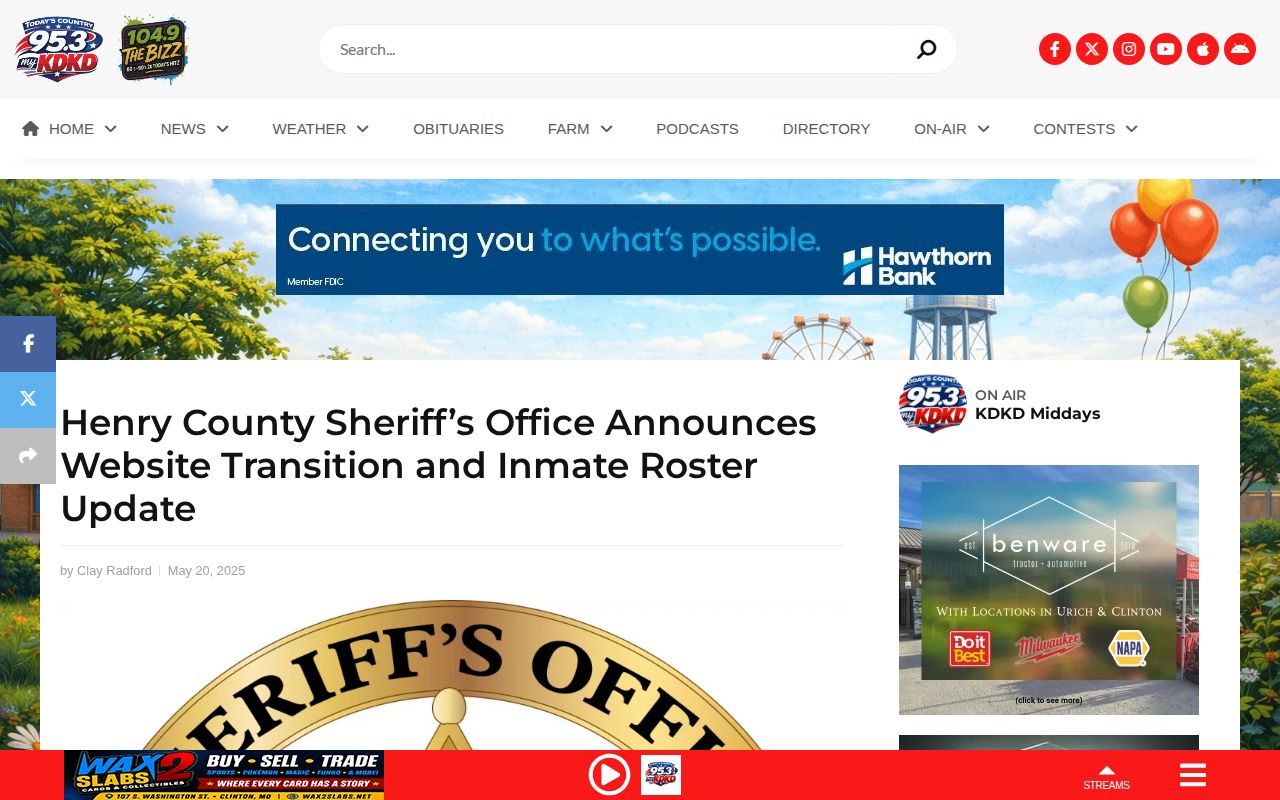 Report describing the 2025 Henry County inmate roster platform change