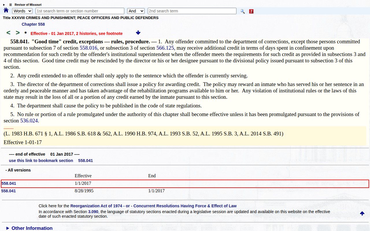 Henry County projected release date and discretionary good time law