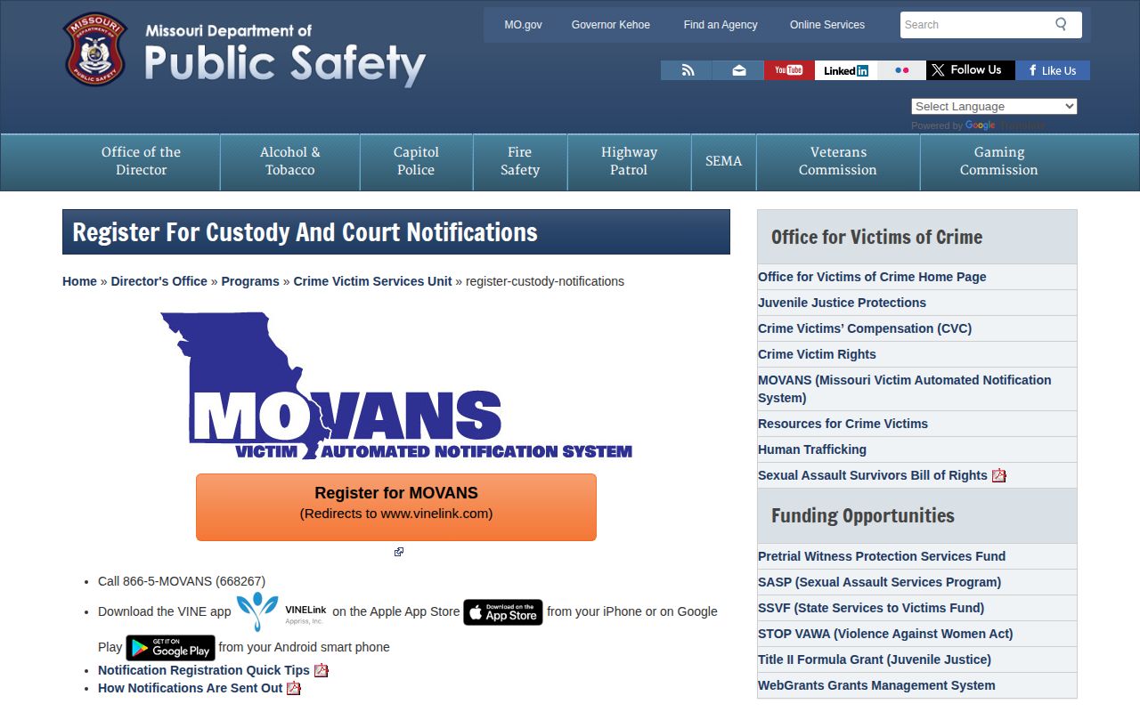 Henry County MOVANS release alert registration guidance